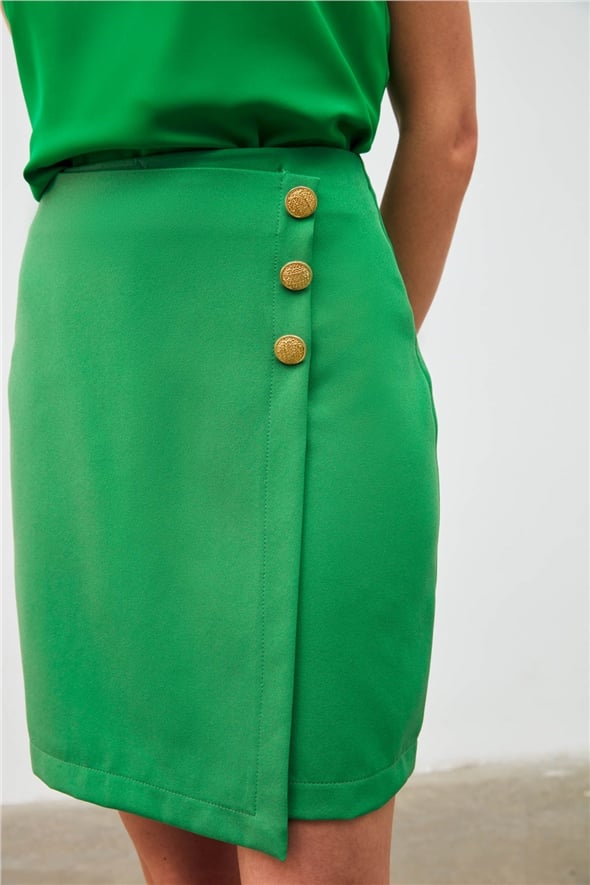 Double-breasted button-up mini skirt - K.GREEN