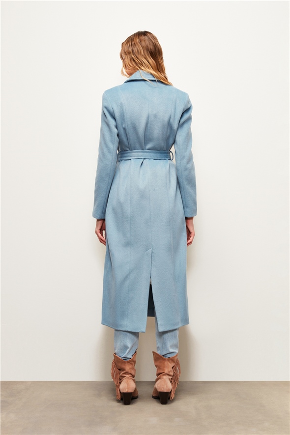 Belted Long Coat - BEBE BLUE