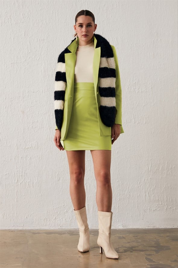 Mini Leather Skirt - PEANUT GREEN