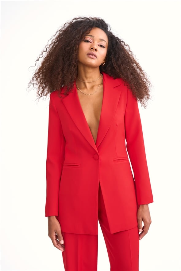 Mono collar classic jacket - RED