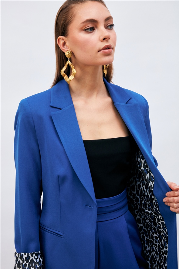 Mono collar classic jacket - SAX BLUE