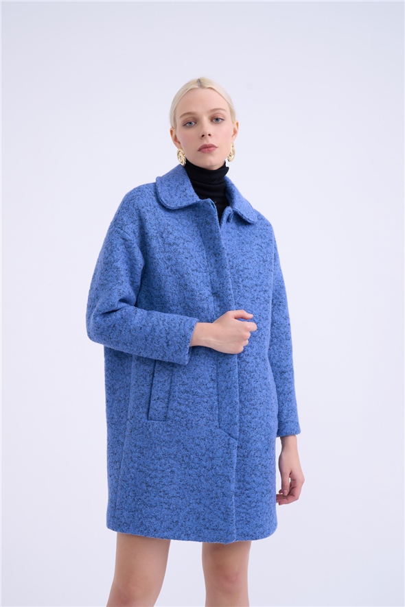 Oversized pocketed coat - BLUES
