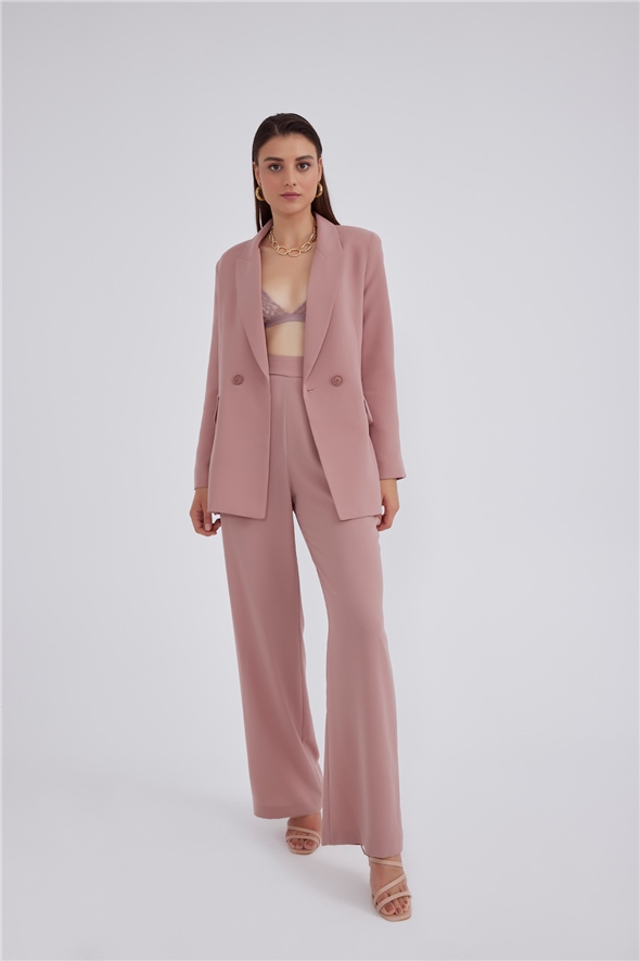 Loose palazzo crepe trousers - DRIED ROSE