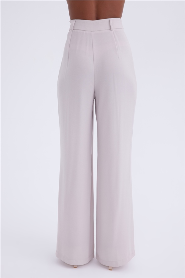 Loose palazzo crepe trousers - STONE