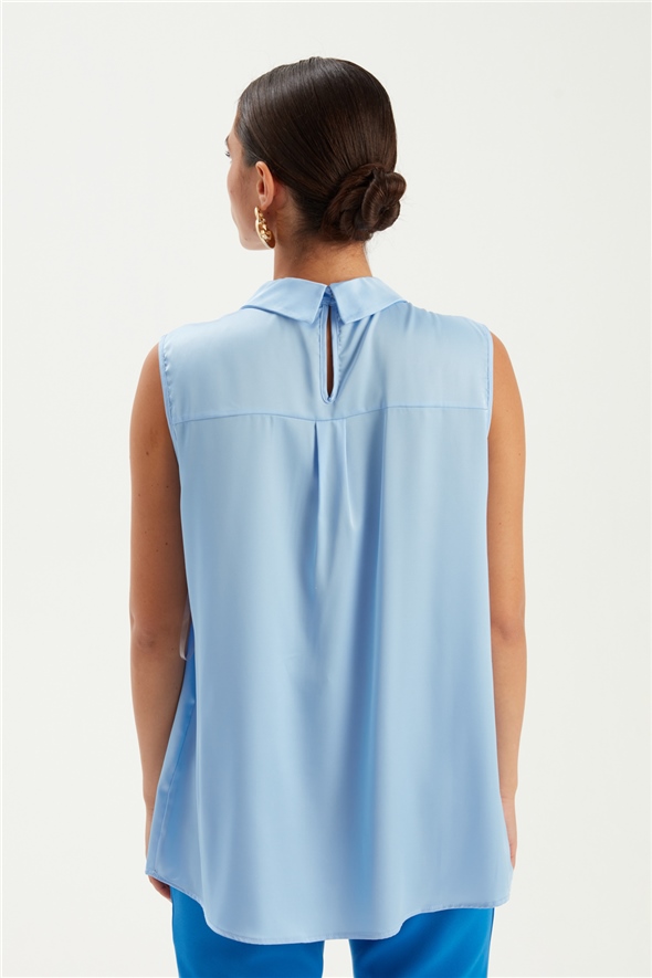 Collar Accessory Detailed Blouse - BLUES