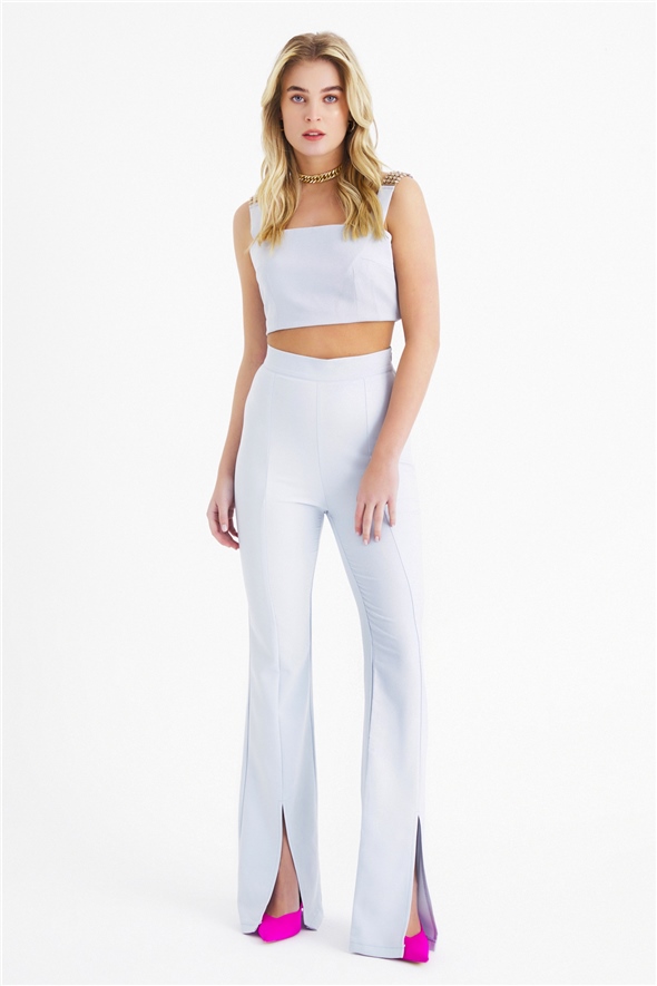 Spanish trousers with slit detail - ICE BLUE