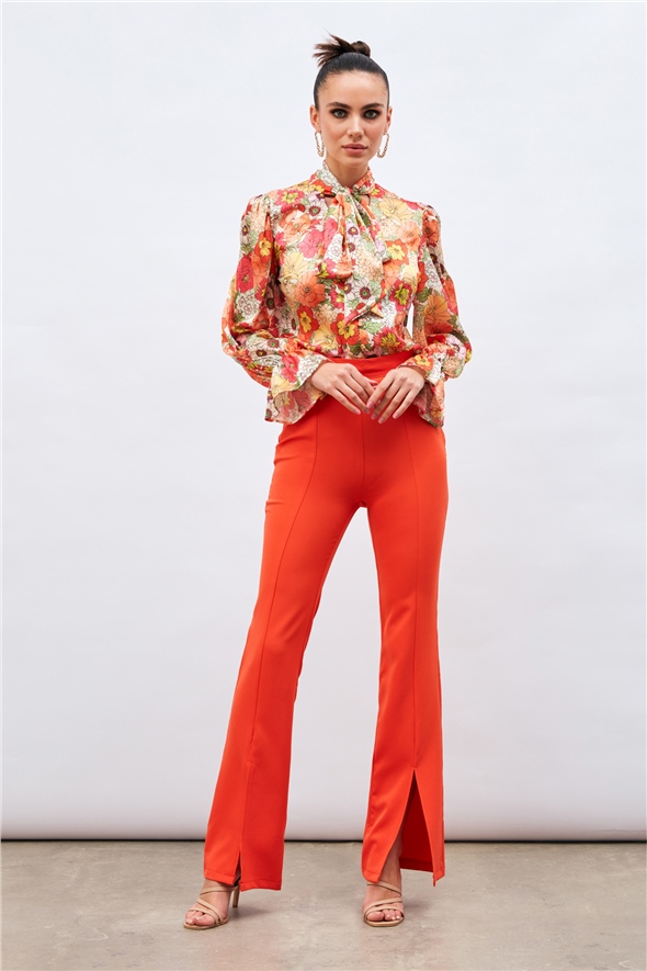 Spanish trousers with slit detail - ORANJ
