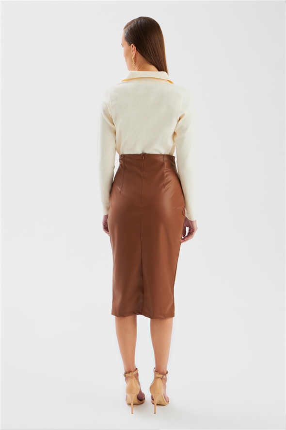 Slit leather skirt - TABA