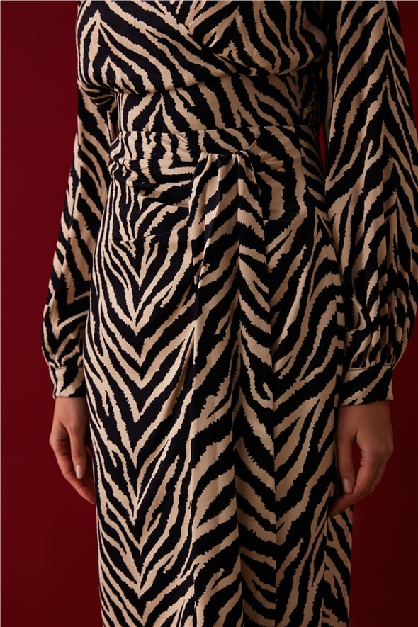 Zebra print detailed satin skirt - ZEBRA