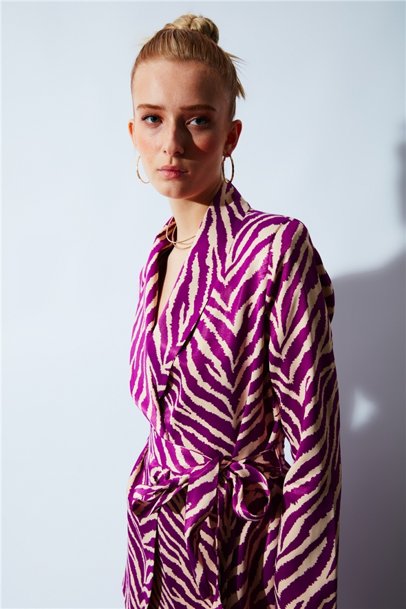 Zebra print belted jacket - FuchsIa