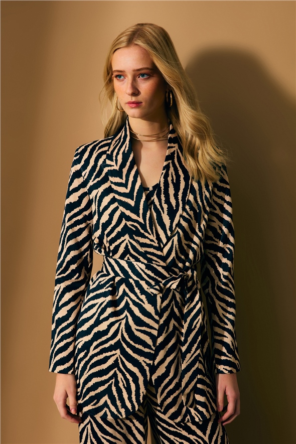 Zebra print belted jacket - ZEBRA