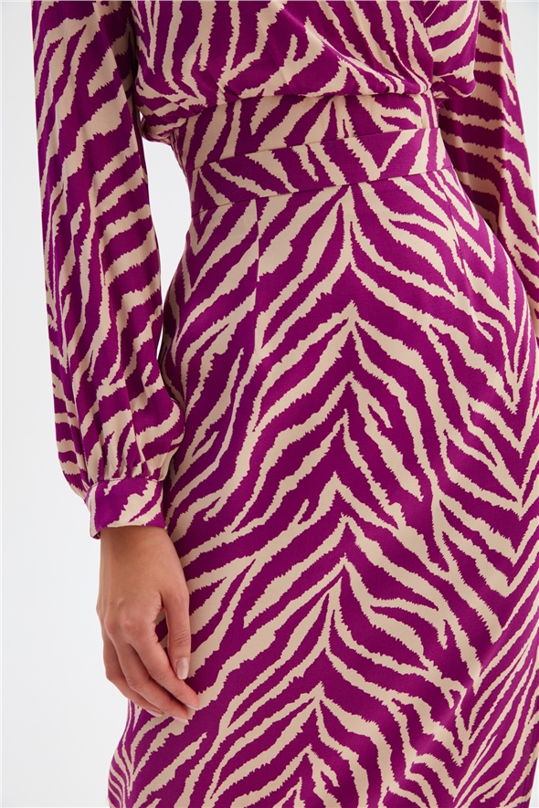 Zebra print satin skirt - FuchsIa