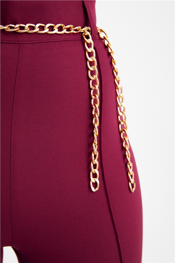 Chain belt flared trousers - MAROON