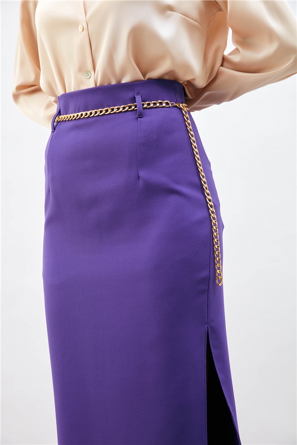 Chain belt pencil skirt - PURPLE