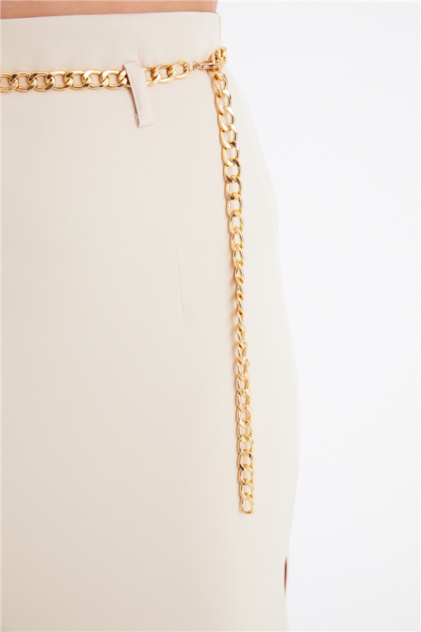 Chain belt pencil skirt - STONE
