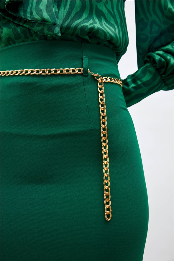 Chain belt pencil skirt - EMERALD