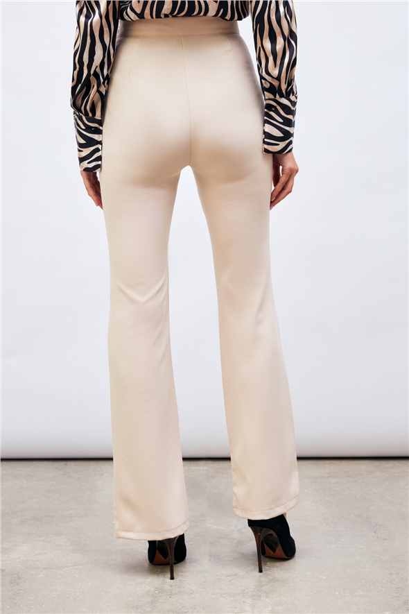 Slit Detailed Spanish Trousers - BEIGE