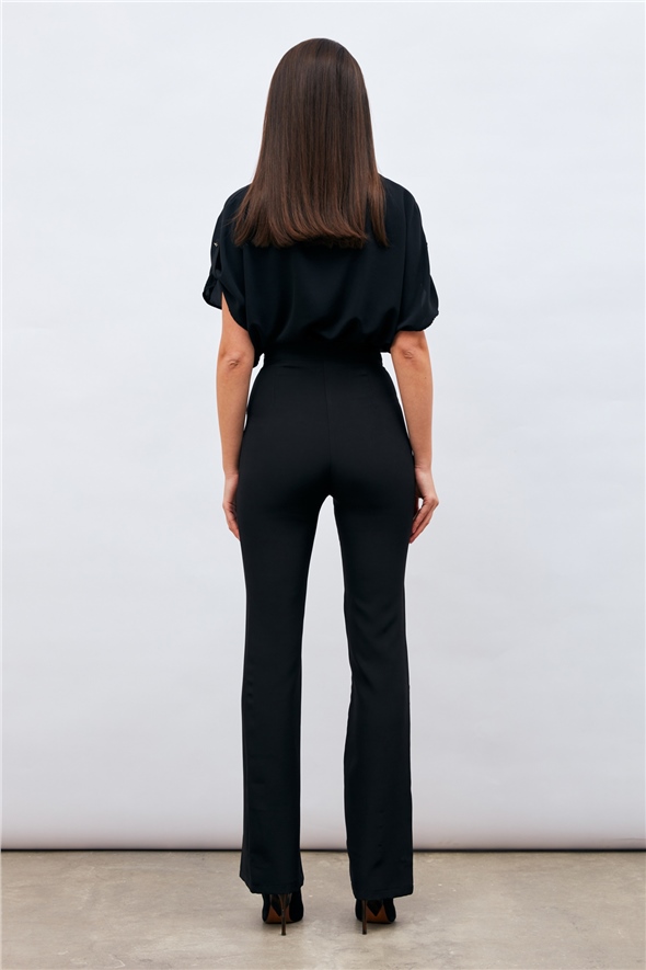 Spanish trousers with slit detail - BLACK