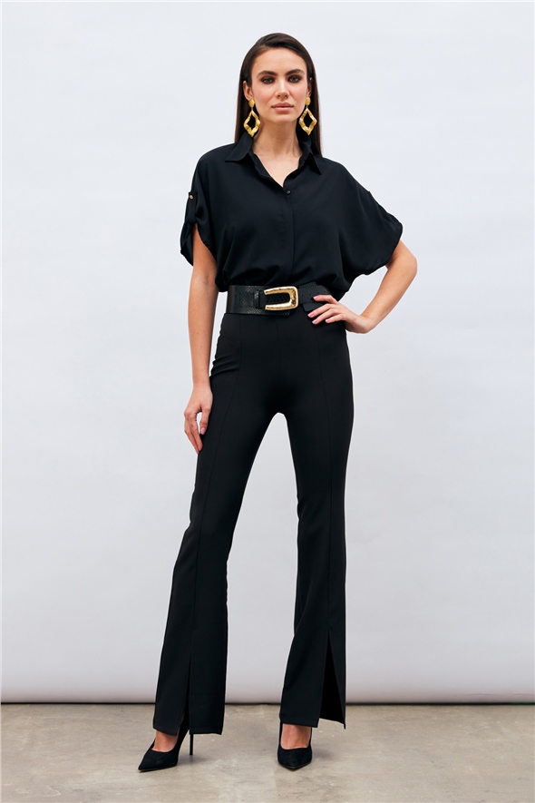 Spanish trousers with slit detail - BLACK