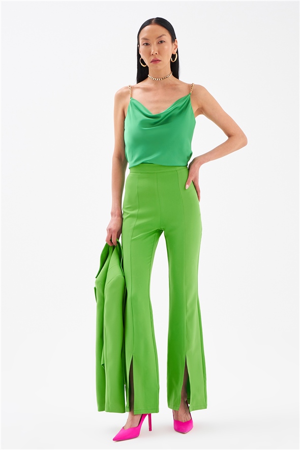 Spanish trousers with slit detail - GREEN