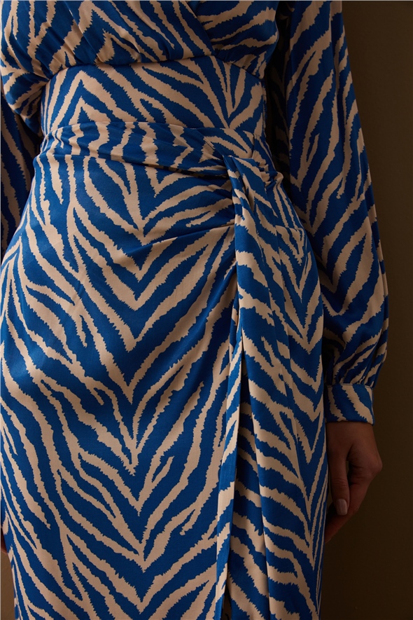 Zebra print detailed satin skirt - BLUES