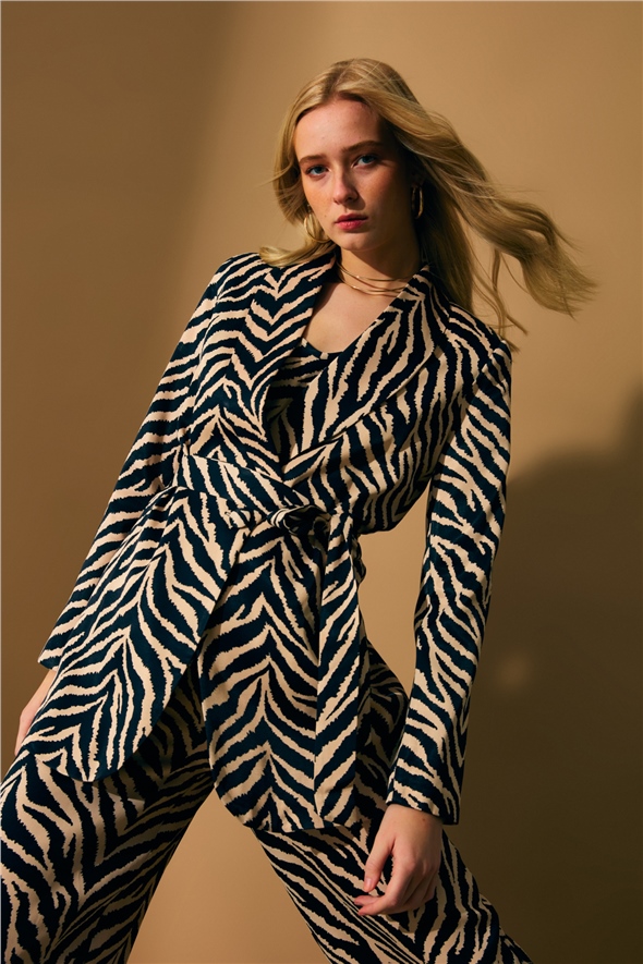 Zebra print belted jacket - ZEBRA