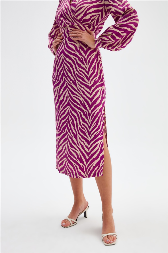 Zebra print satin skirt - FuchsIa