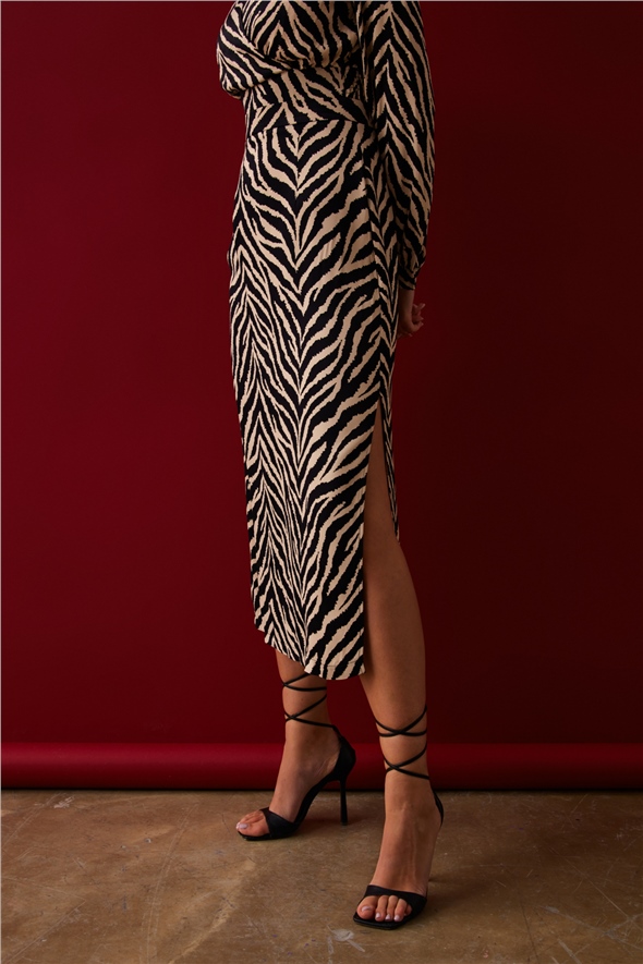 Zebra print satin skirt - ZEBRA
