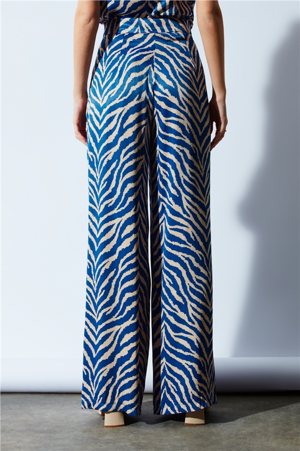 Zebra print satin trousers - BLUES